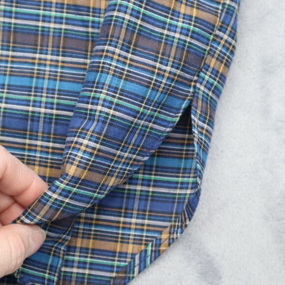 MLM Label Shirt Womens Multicolor Short Sleeve Vneck Button Plaid Blouse - Picture 13 of 16